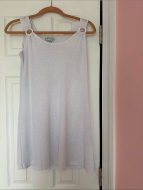 Light white Sleeveless Swim Coverup with Ring-Shoulder Detail